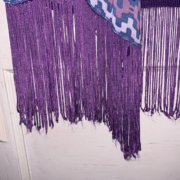 LuLaRoe Purple Chevron Fringe Sheer Cardigan - Picture 5 of 7